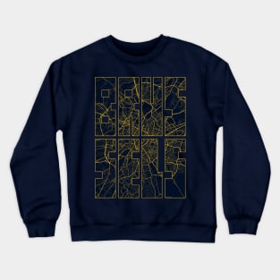 Brussels, Belgium City Map Typography - Gold Art Deco Crewneck Sweatshirt